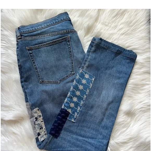 Johnny Was Amelia Boyfriend Floral Patchwork Jeans 27 Mid Rise Relaxed Fit - Picture 3 of 12